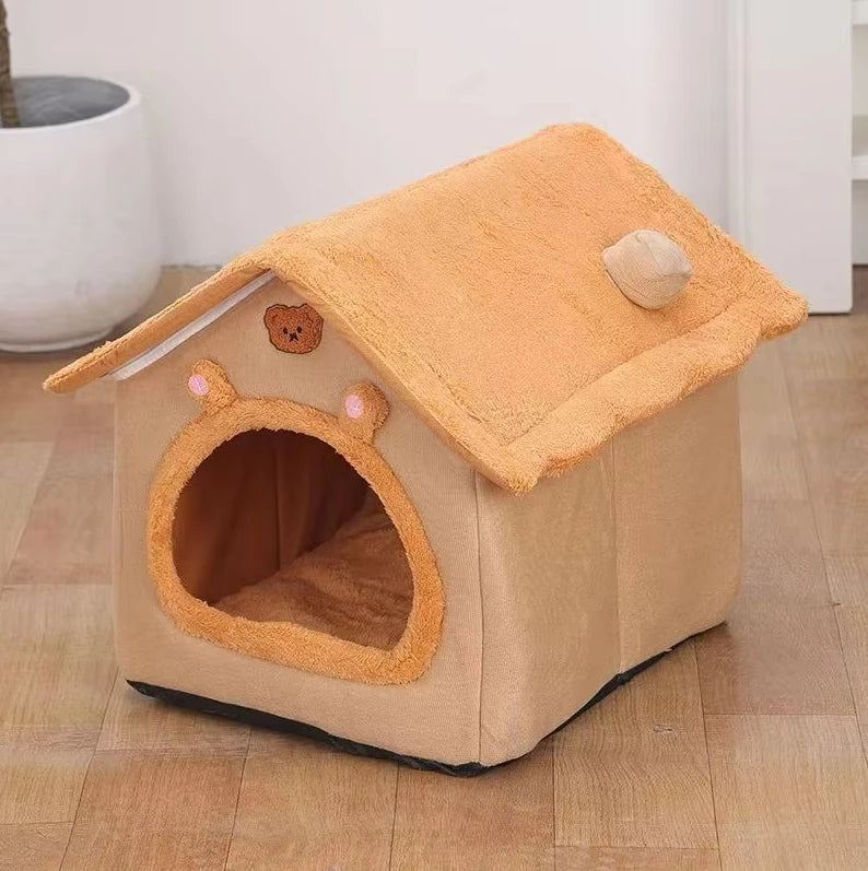 Casinha Dobrável Pet ZooLume™ – Lavável e Aconchegante para Cães e Gatos