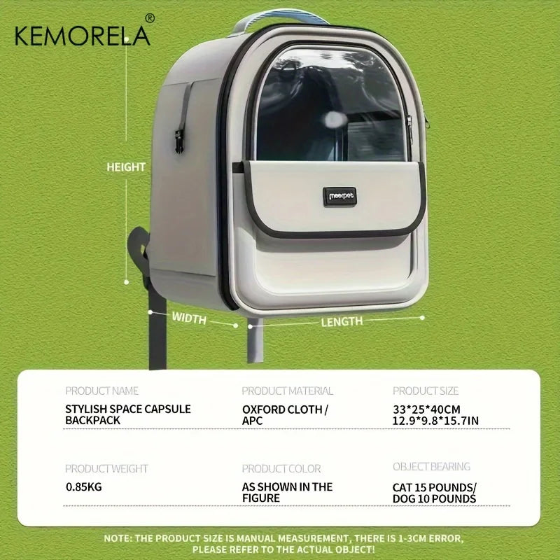 Mochila Cápsula Pet ZooLume™ – Transporte Seguro e Estiloso para Cães e Gatos