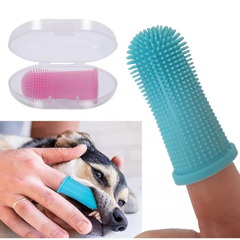 OralPet™ - Escova Dental Pet de Silicone – Higiene Bucal e Hálito Fresco para Cães e Gatos