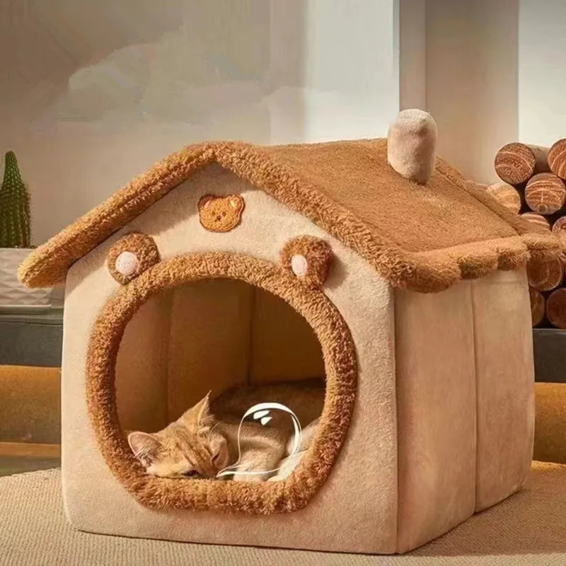 Casinha Dobrável Pet ZooLume™ – Lavável e Aconchegante para Cães e Gatos